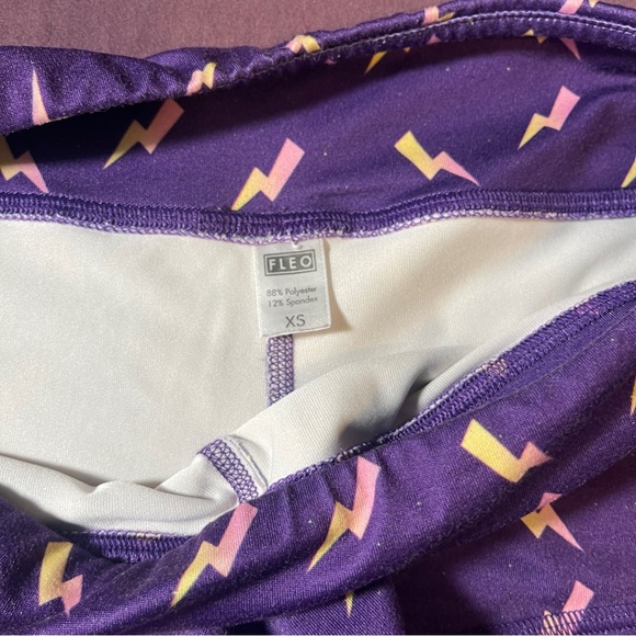 Fleo Purple Lightning Bolt 2.5" Booty Shorts - Size Extra Small (XS) - Picture 4 of 6